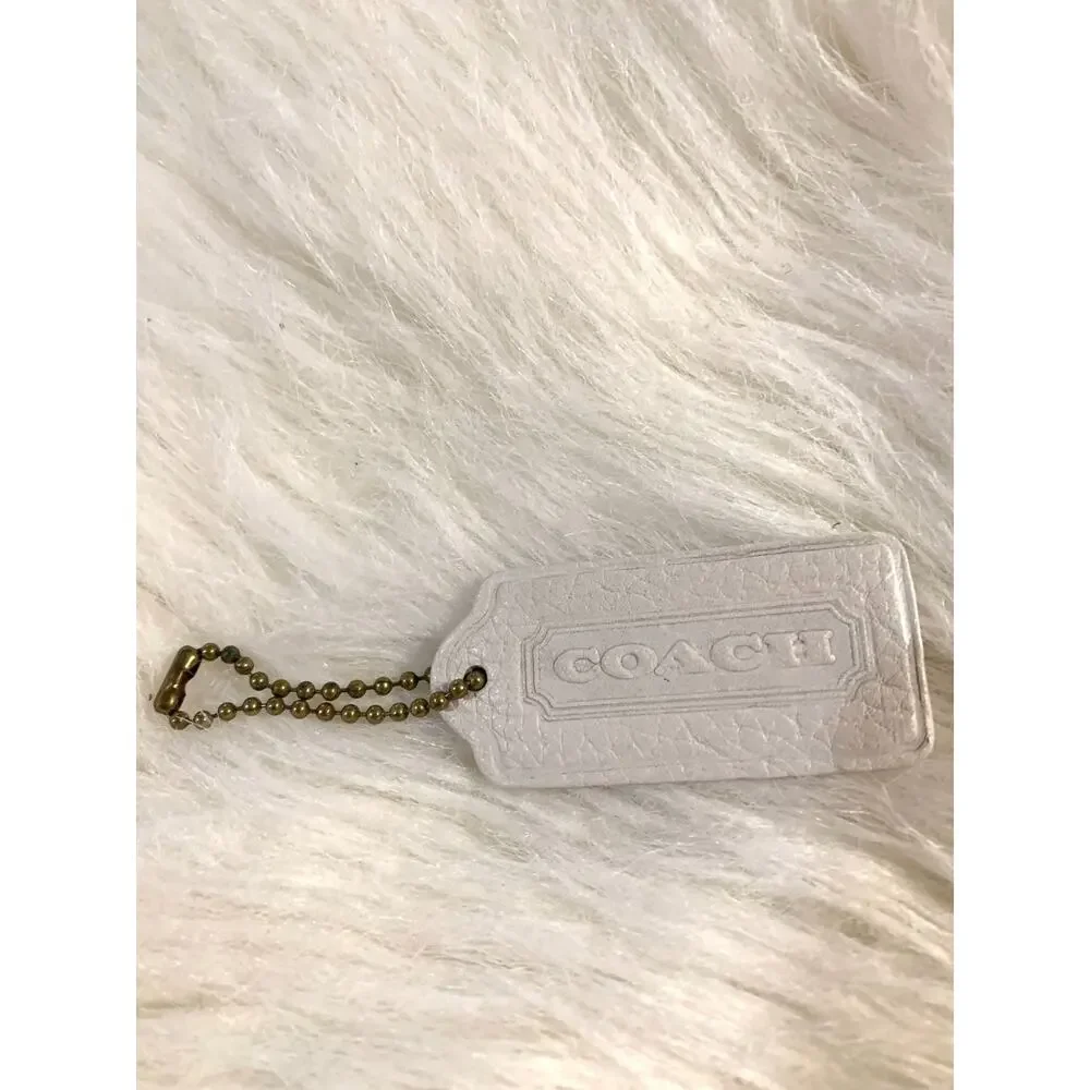 COACH SONOMA Parchment White Leather Vintage Lozenge Hang Tag Charm 2.25